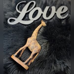 Vintage Hand Carved Wooden Giraffe Figurine